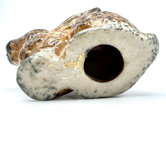 Brown Bunny Rabbit Miniature Figurine Glazed Vintage Ceramic Mottled - Picture 5 of 8